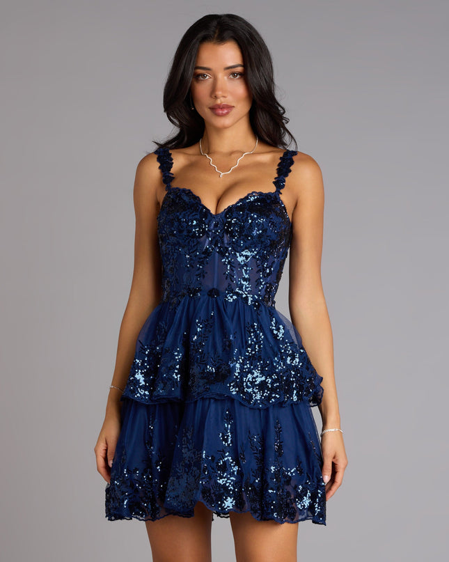Level up your party look in the Marisa Sequin Corset Tulle Skater Dress, part of Windsor's sequin dresses lineup designed for bold energy and sleek vibes.