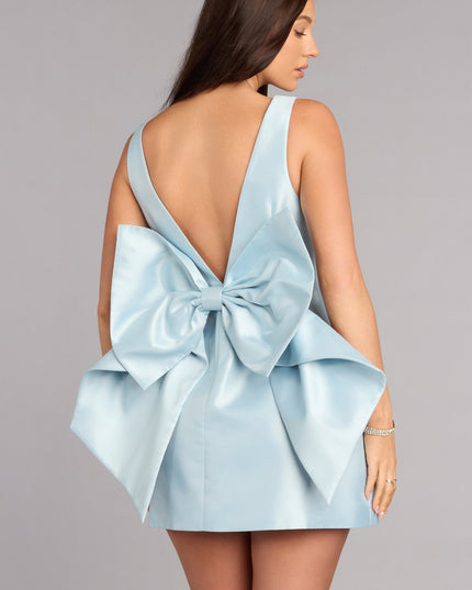 Cece Satin Bow A-Line Mini Dress