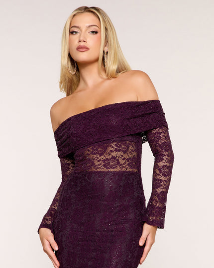 Isolda Off-Shoulder Lace Bodycon Mini Dress