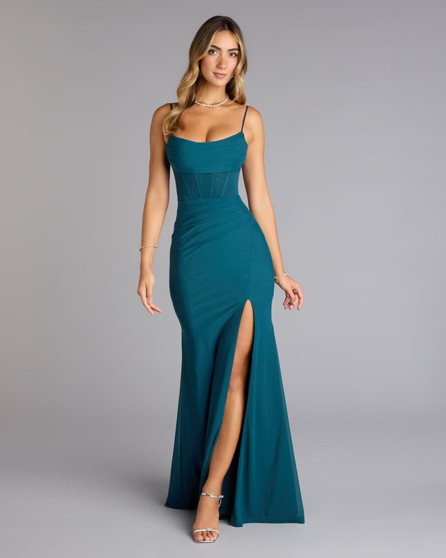 Own Prom 2026 in the Marabella Mesh Corset Mermaid Formal Dress,  a prom dress designed with a flattering silhouette and elevated details that feel modern and true to your style.