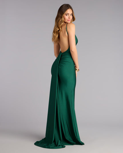 Feel polished and confident in the Haley Open Back Sash Mermaid Formal Dress, a hunter green prom dress designed with luxe fabric and modern detail that shows off your vibe.