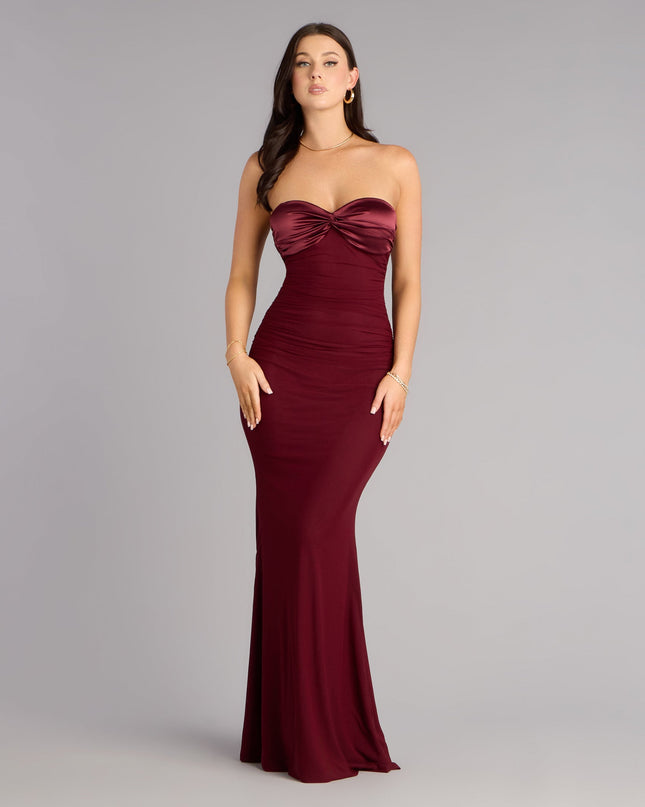 Your dream vibe in motion—the Iris Satin Tie-Back Mesh Mermaid Dress blends sleek style and trending details for the ultimate wine prom dresses glow-up.