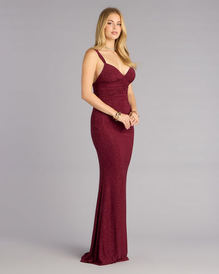 Bailey Glitter Low Back Mermaid Formal Dress