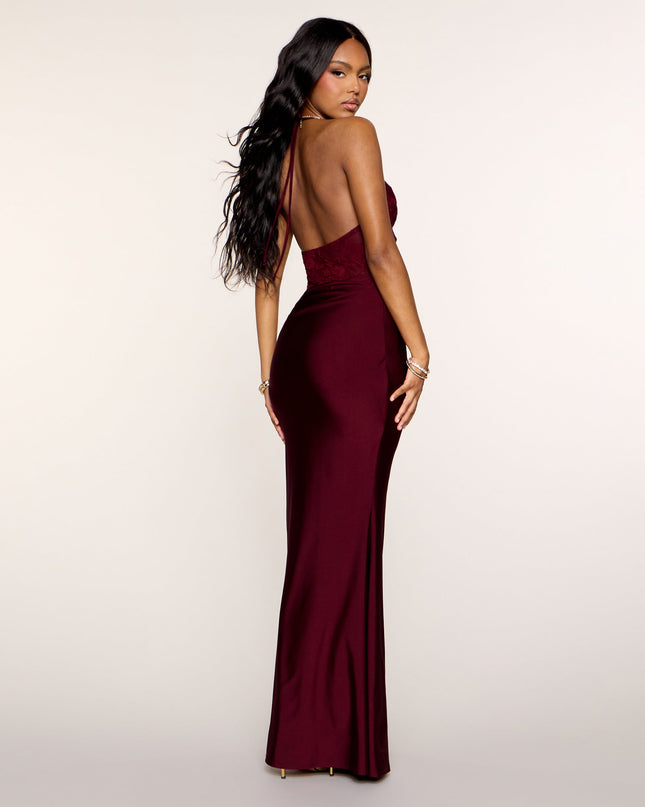 Reyna Lace Knit Cowl Neck Mermaid Dress