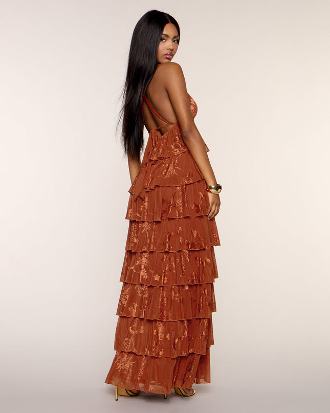 Paloma Floral Ruffle A-Line Formal Dress