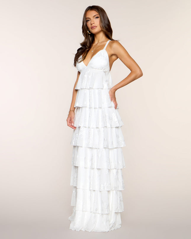 Paloma Floral Ruffle A-Line Formal Dress