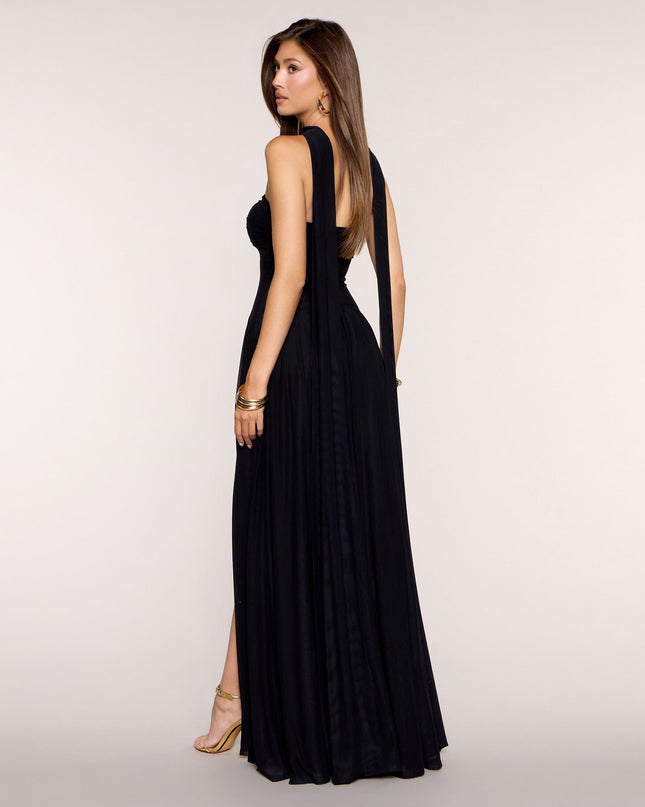 Rhea Mesh Strapless A-Line Dress With Scarf