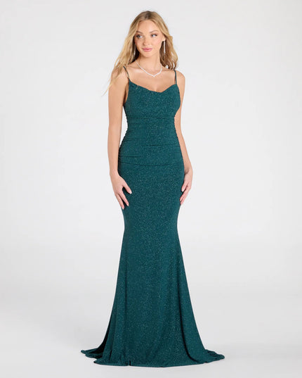 Corrina Cowl Neck Mermaid Glitter Formal Dress