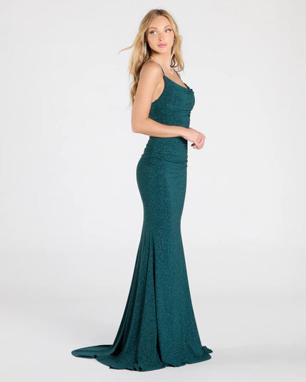 Corrina Cowl Neck Mermaid Glitter Formal Dress