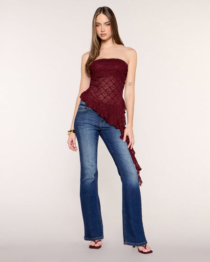 Ruffle Rumor Lace Tube Top