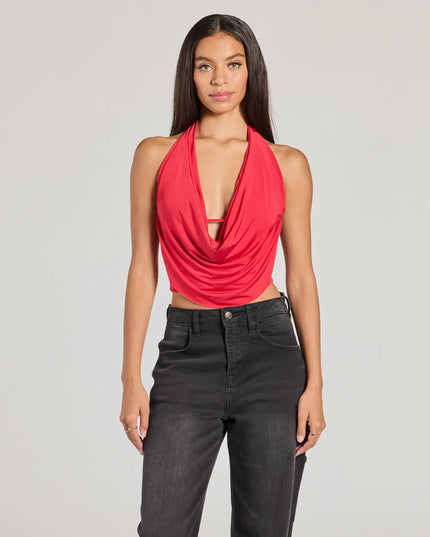Take The Plunge Sleeveless Halter Crop Top