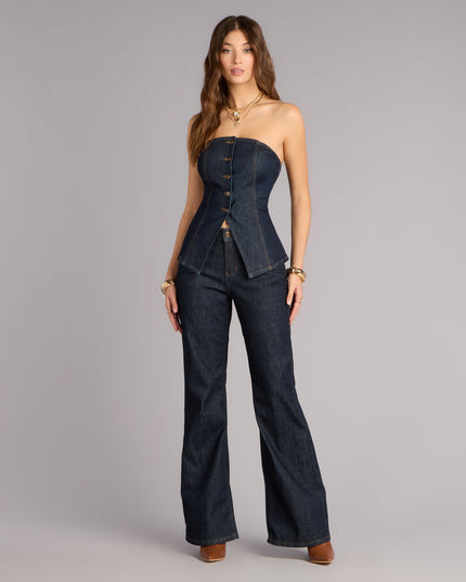 Effortlessly Dialed In Denim Strapless Top