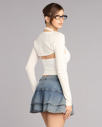 Soft Side Pointelle Sweater Topper