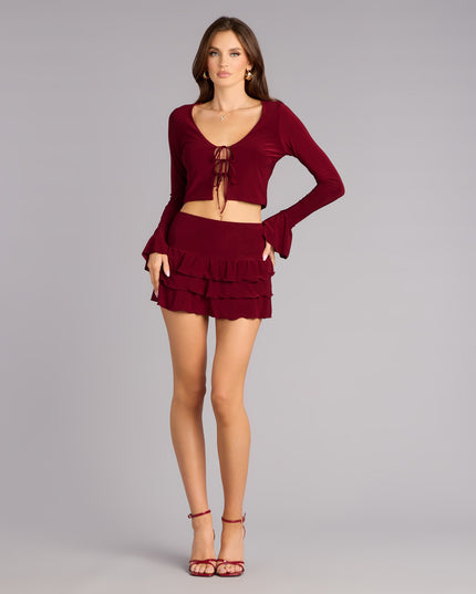 Drama Meets Ruffles Tie-Front Top