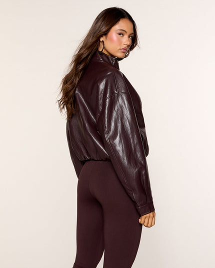 Sleek Club Faux Leather Bomber Jacket