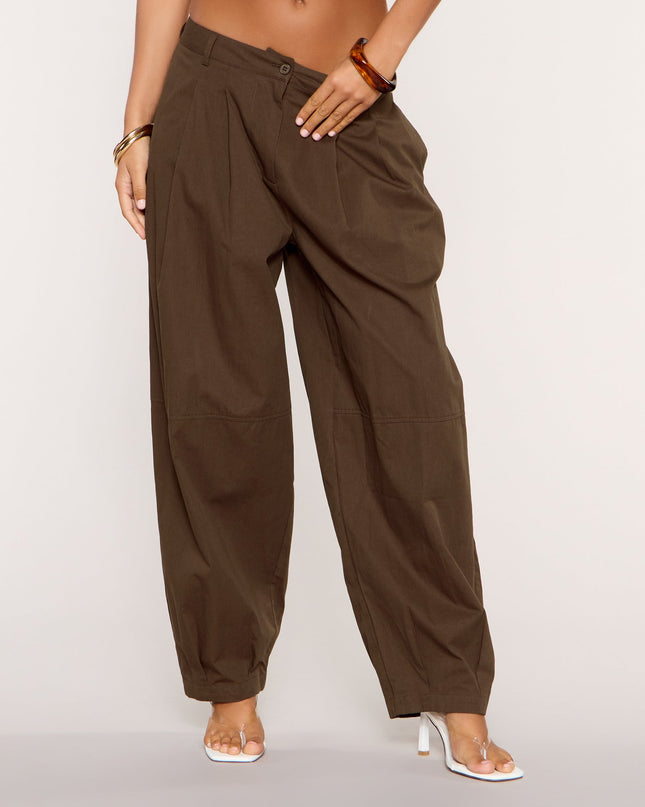 Full Volume Mid Rise Barrel Leg Pants