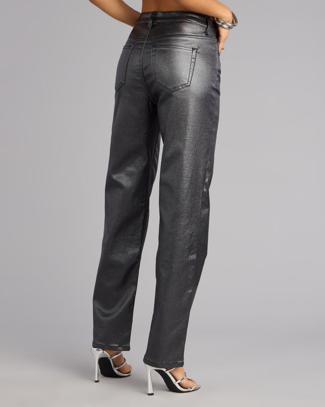 On the Glow Coated Glitter Straight-Leg Pants
