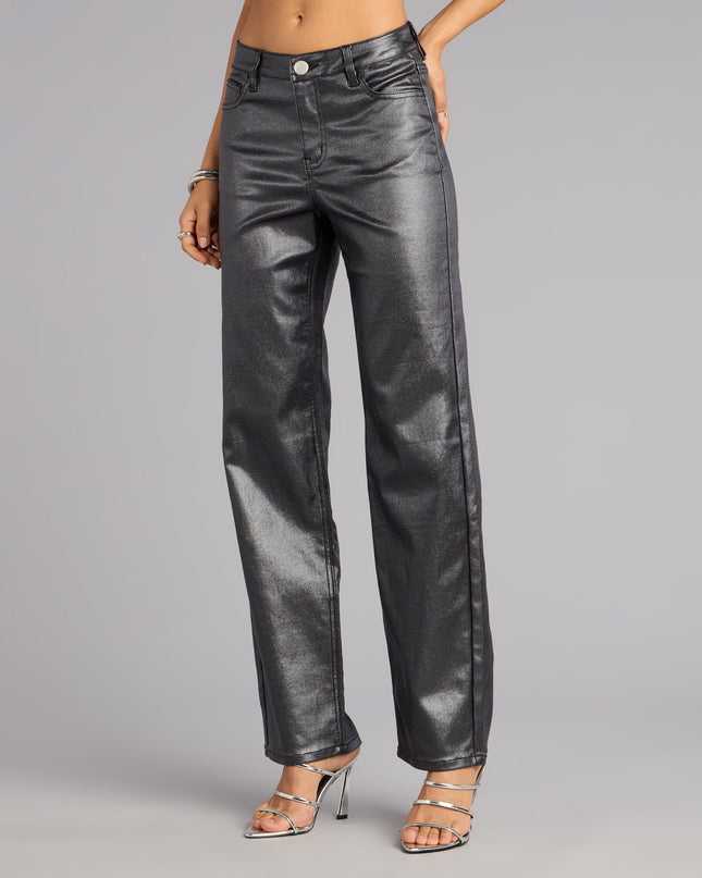 On the Glow Coated Glitter Straight-Leg Pants