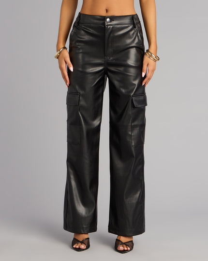 Street Code Faux Leather Cargo Pants
