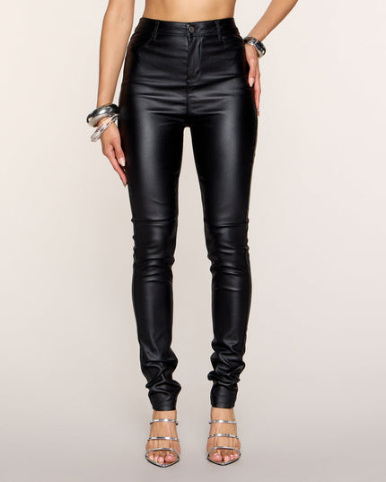 High-Rise Coated Skinny Pants