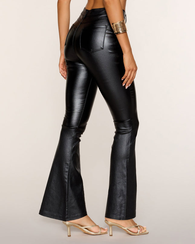 Sleek Business Faux Leather Flare Pants