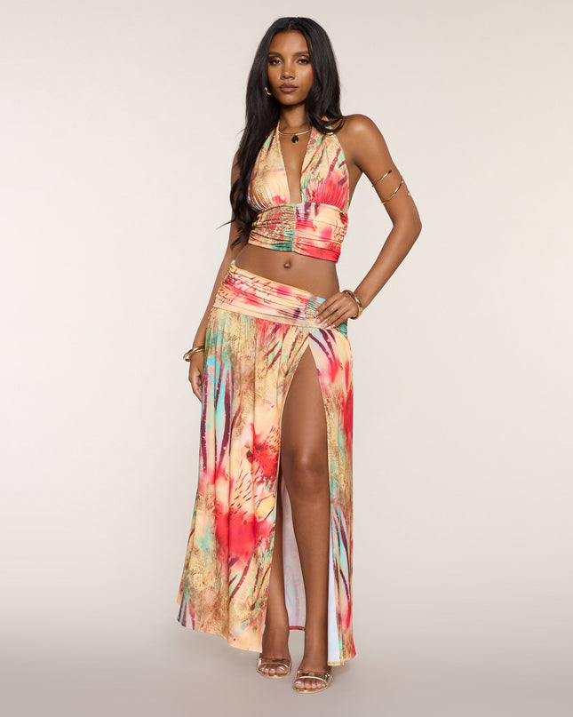 Destination Glam Abstract Print Maxi Skirt