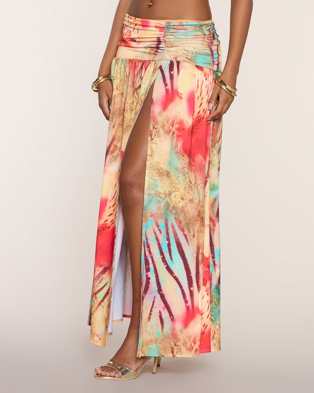 Destination Glam Abstract Print Maxi Skirt