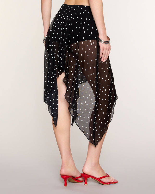 Little Drama Polka Dot Mesh Midi Skirt
