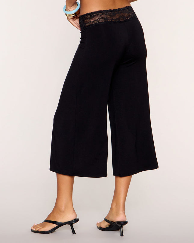 Sheer Detail Lace Waist Gaucho Pants
