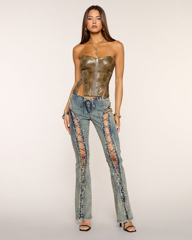 Stolen Spotlight Lace-Up Denim Jeans