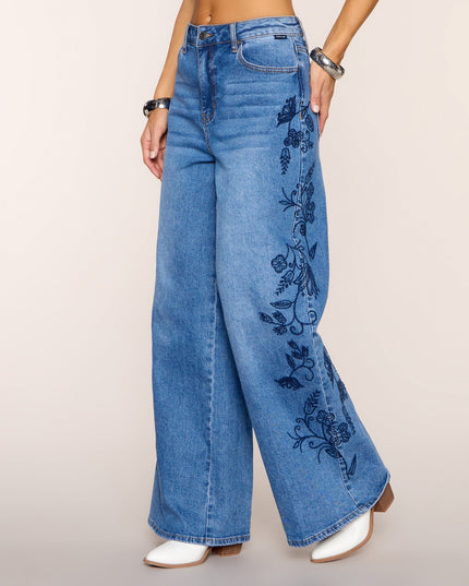 Daydream Stitch Wide-Leg Denim Jeans