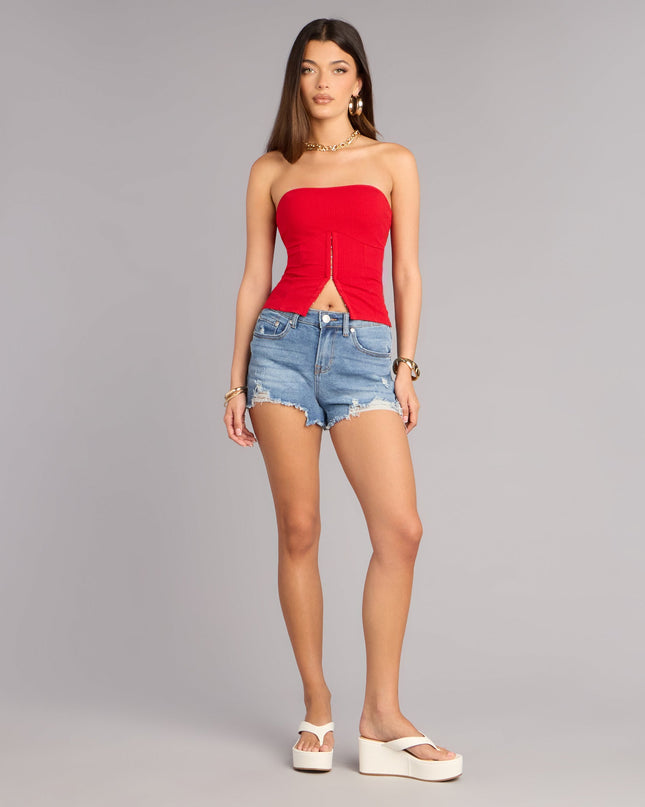 Easy Going Distressed Denim Shorts