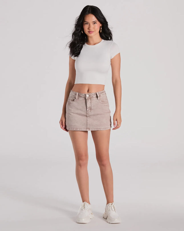 Keep It Cool Mid-Rise Acid-Wash Denim Skort
