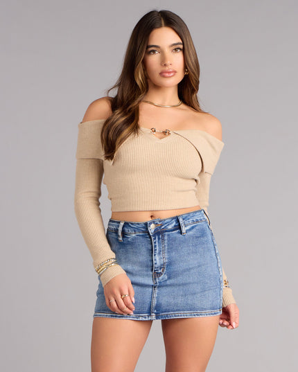 Total Perfection Mid Rise Denim Mini Skort
