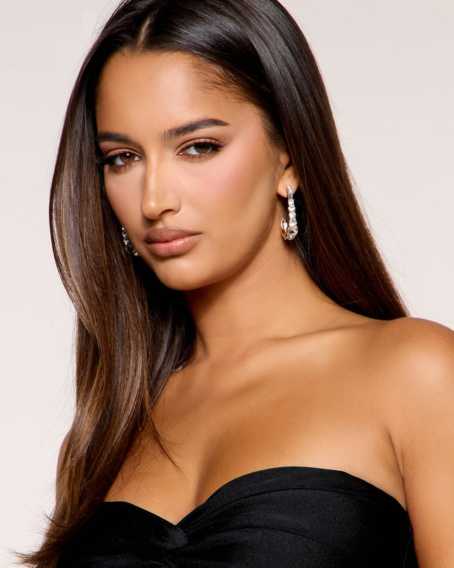 Crystal Curve Rhinestone Oval Hoops