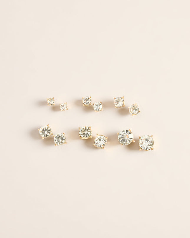 Spark It Up Rhinestone Stud Earring Six Pack