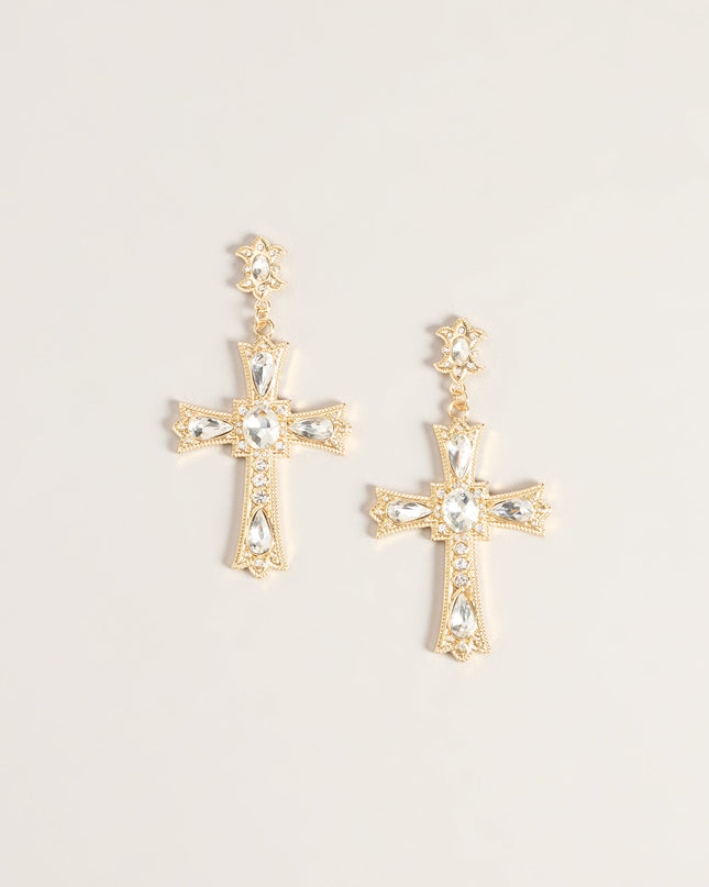 Cross My Mind Rhinestone Statement Earrings