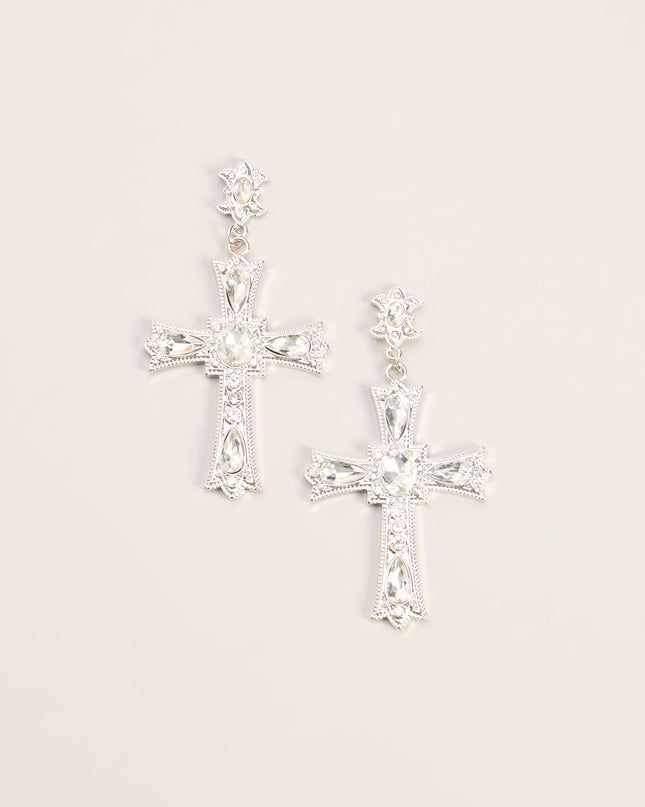 Cross My Mind Rhinestone Statement Earrings