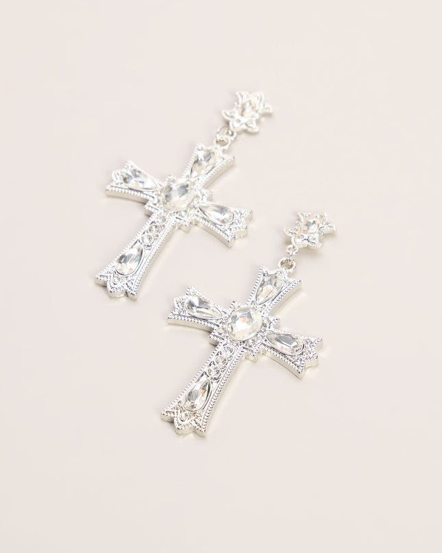 Cross My Mind Rhinestone Statement Earrings