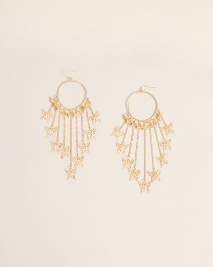 Flutter Effect Butterfly Fringe Hoop Earrings
