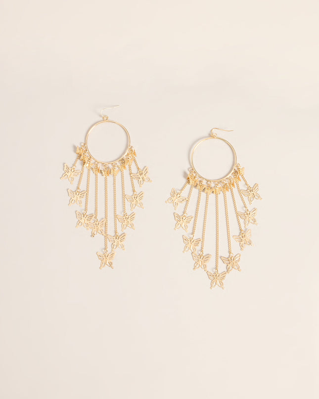 Flutter Effect Butterfly Fringe Hoop Earrings