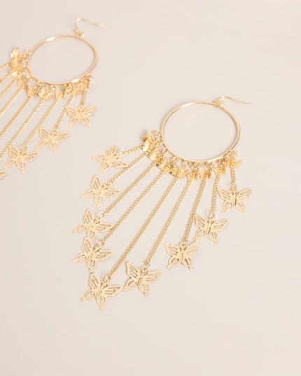 Flutter Effect Butterfly Fringe Hoop Earrings