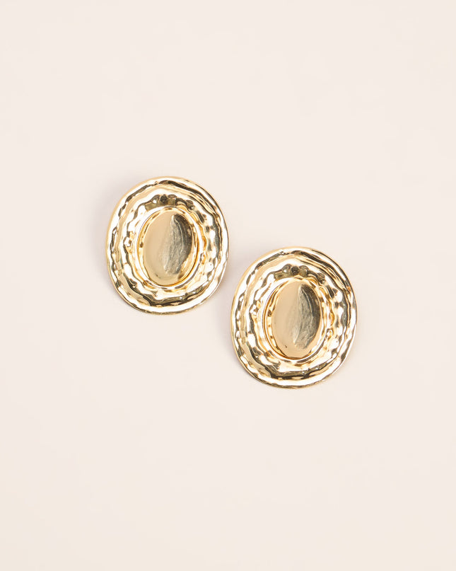 Golden Hour Hammered Oval Statement Earrings