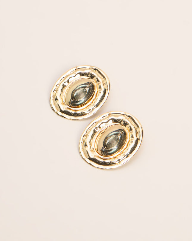 Golden Hour Hammered Oval Statement Earrings