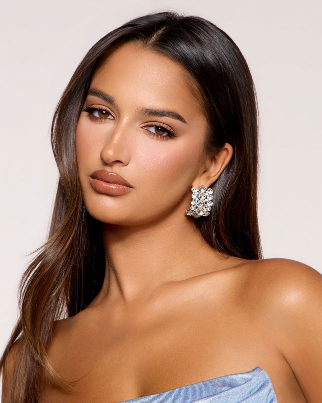 Full Spark Rhinestone Stud Earrings