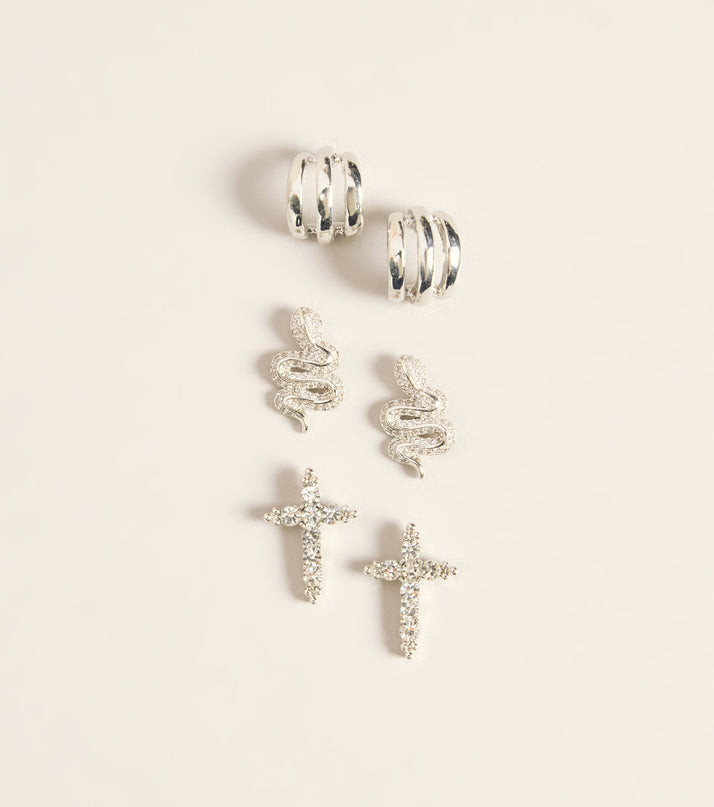 More Edge Three-Pack Earrings Set