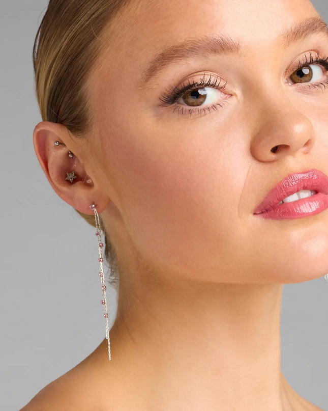 Dainty Glamour Rhinestone Linear Earrings