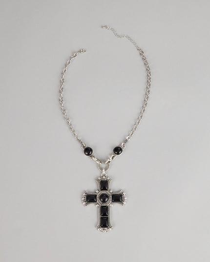 Bold Details Cross Statement Necklace