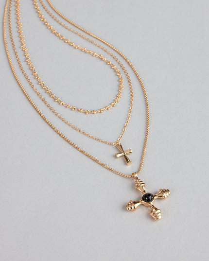 Faithful Layers Cross Charm Necklace