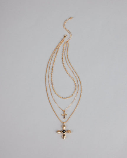 Faithful Layers Cross Charm Necklace